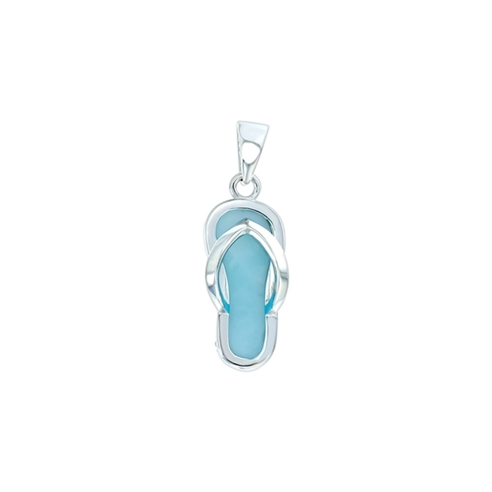 925 Sterling Silver Larimar Flip Flop Pendant 2.5 gm